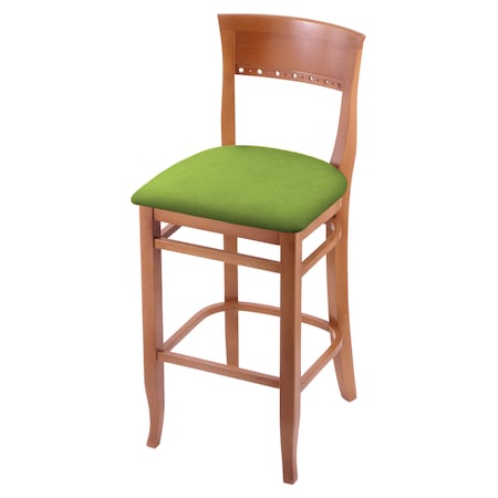 Holland Bar Stool Co 30" Bar Stool, Medium Finish, Canter Kiwi Green Seat 316030Med009